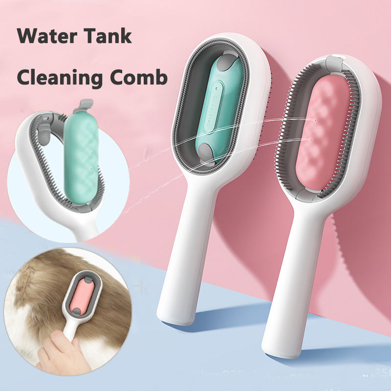 3-in-1 Kattenborstel met Waterreservoir – Verwijdert Losse Haren & Masseert
