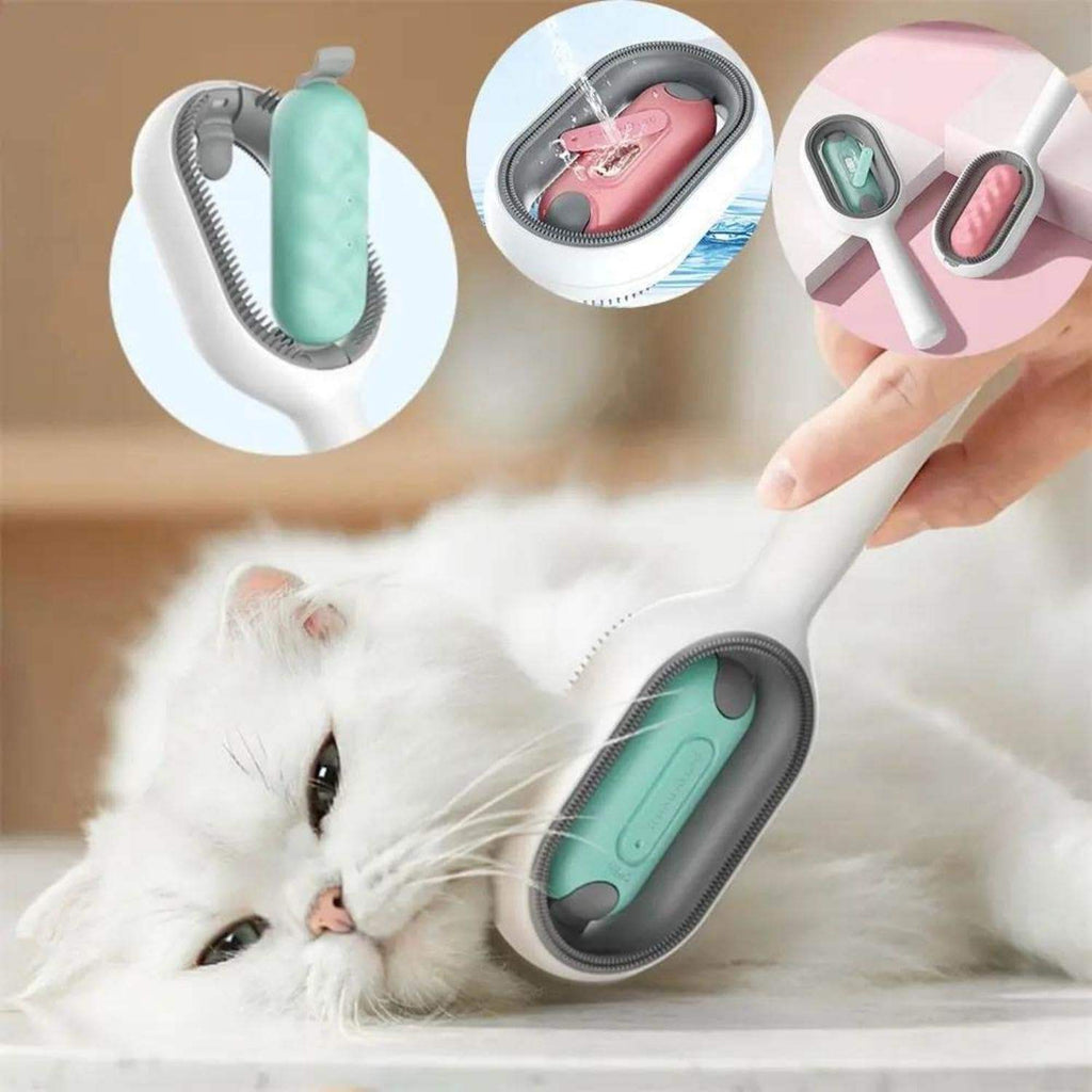 3-in-1 Kattenborstel met Waterreservoir – Verwijdert Losse Haren & Masseert