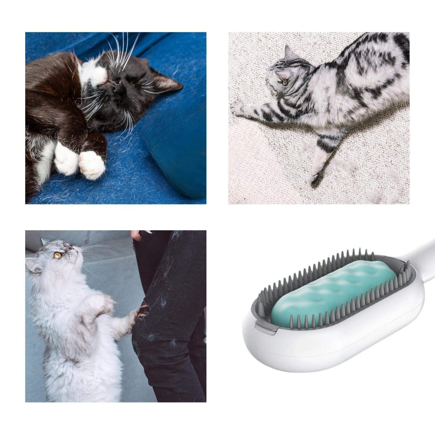 3-in-1 Kattenborstel met Waterreservoir – Verwijdert Losse Haren & Masseert