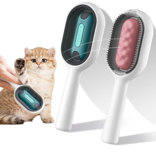 3-in-1 Kattenborstel met Waterreservoir – Verwijdert Losse Haren & Masseert
